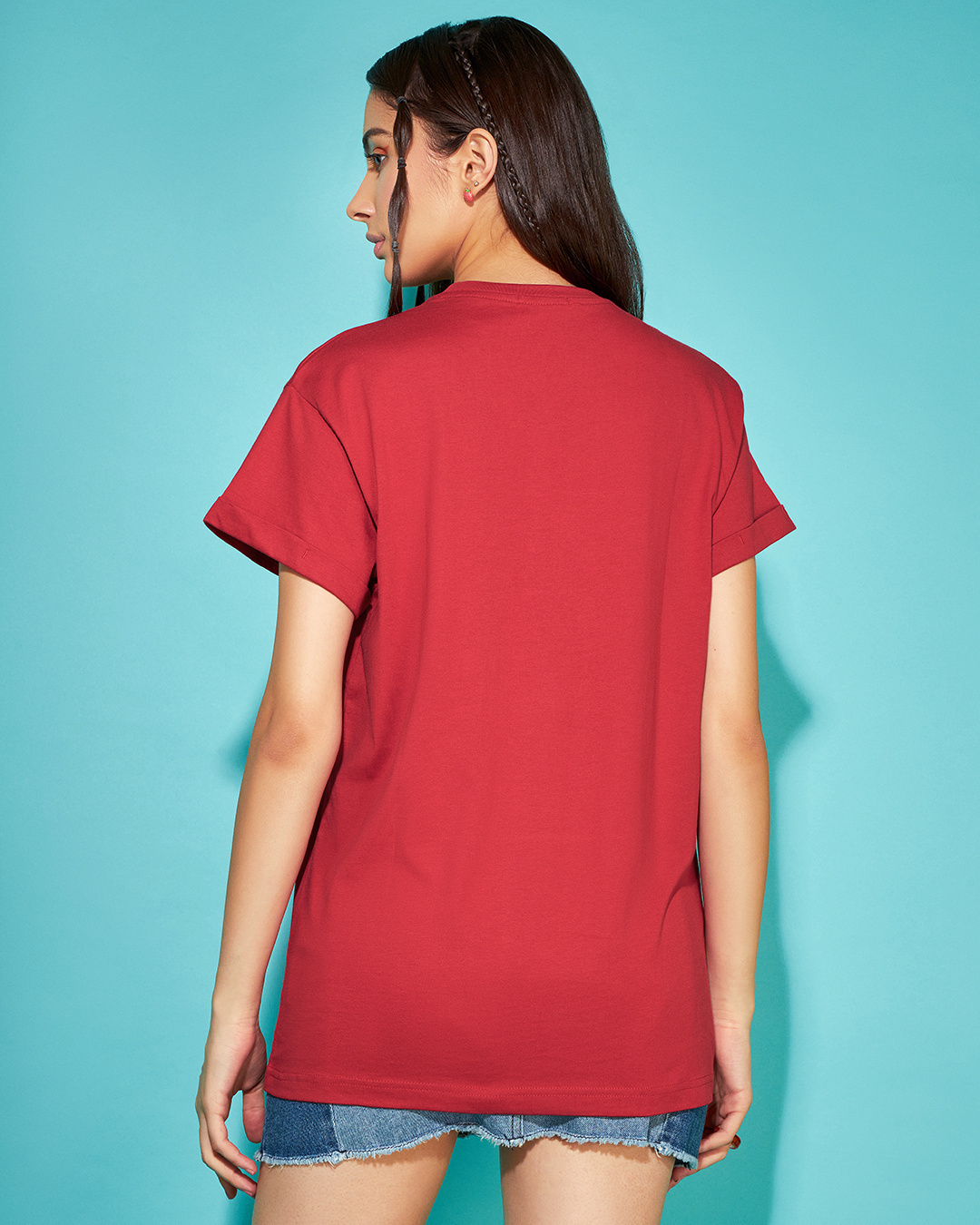 Shop Women's Red Boyfriend T-shirt-Back