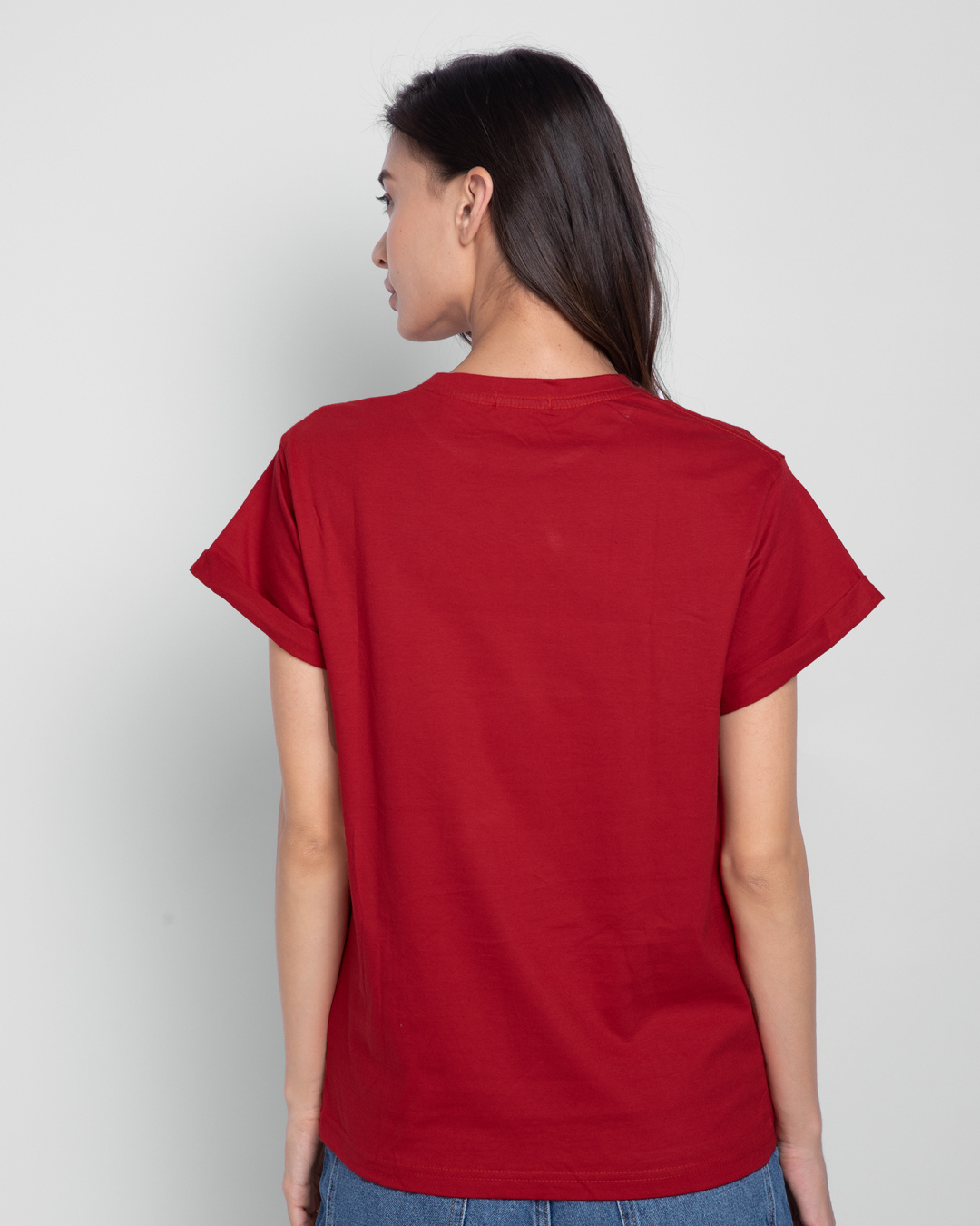 Shop Women's Red Can't Adult Boyfriend T-Shirt-Back