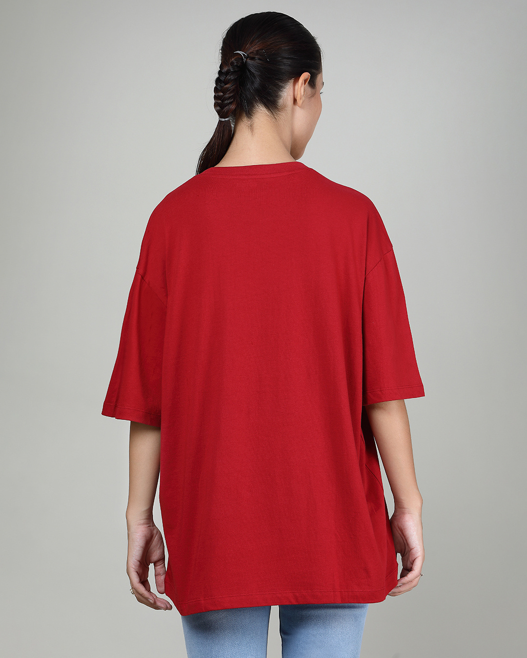 Shop Women's Red Chill Typography Oversized T-shirt-Back