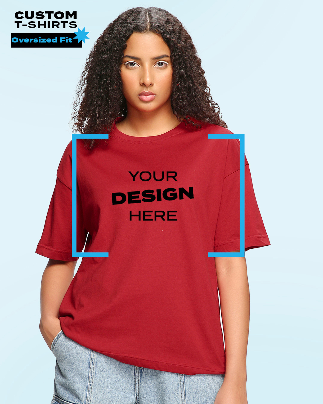 Buy Women's Red Customizable Oversized T-shirt Online at Bewakoof