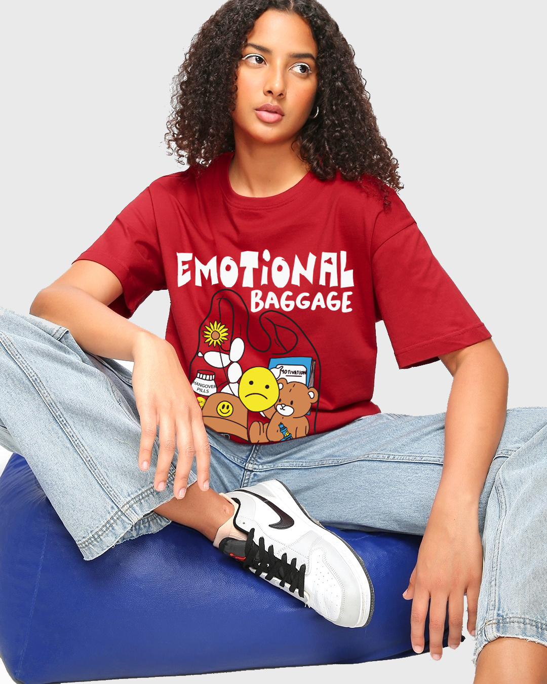 Emotional Baggage Graphic Print Good Quality Womens Drop Shoulder TShirt At A Reasonable Price main image 0