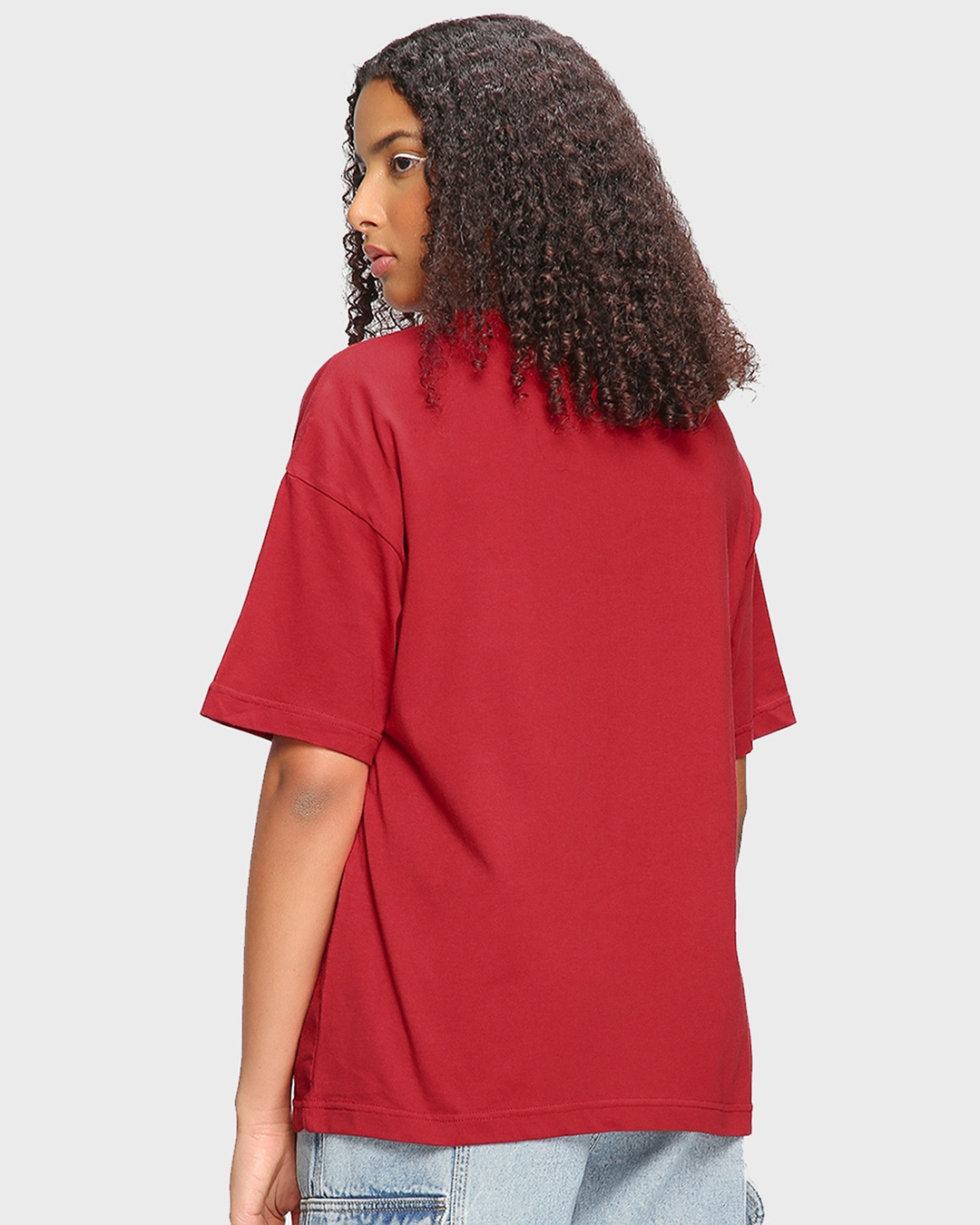 Shop Women's Red Emotional Baggage Graphic Printed Oversized T-shirt-Back