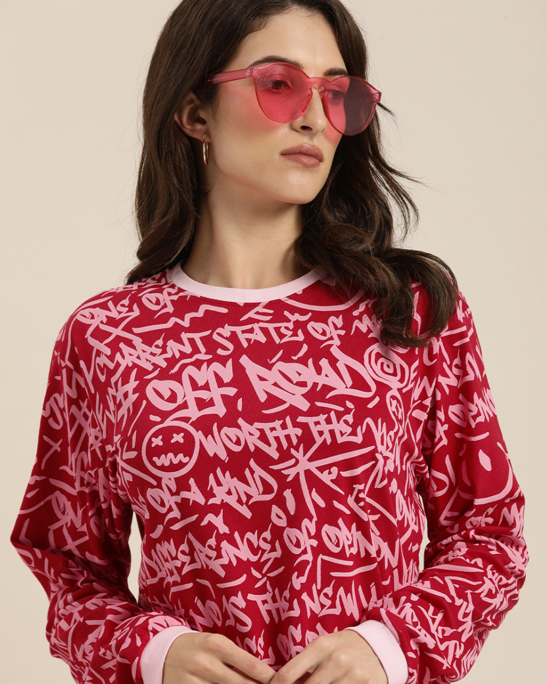 Buy Women's Red Graphic Oversized TShirt Online at Bewakoof