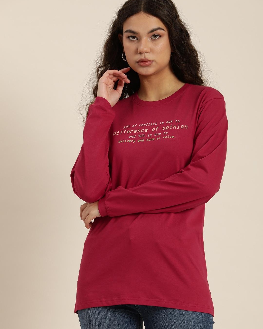 Shop Women's Red Graphic Printed Oversized T-shirt-Back