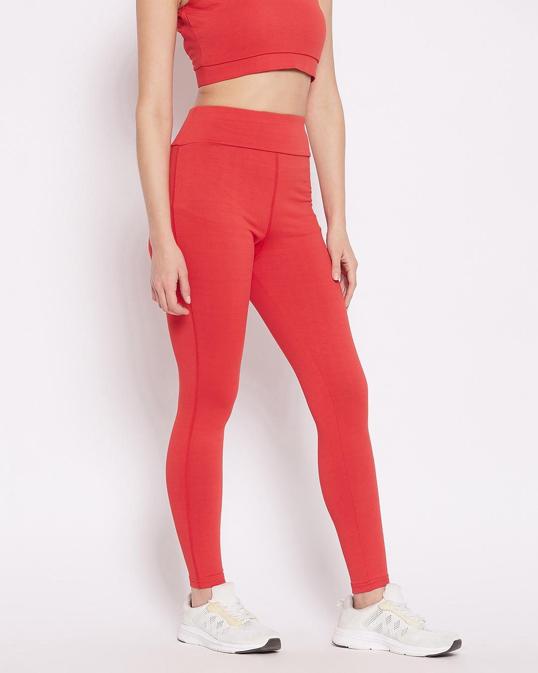Shop Women's Red High Rise Spandex Tights-Back