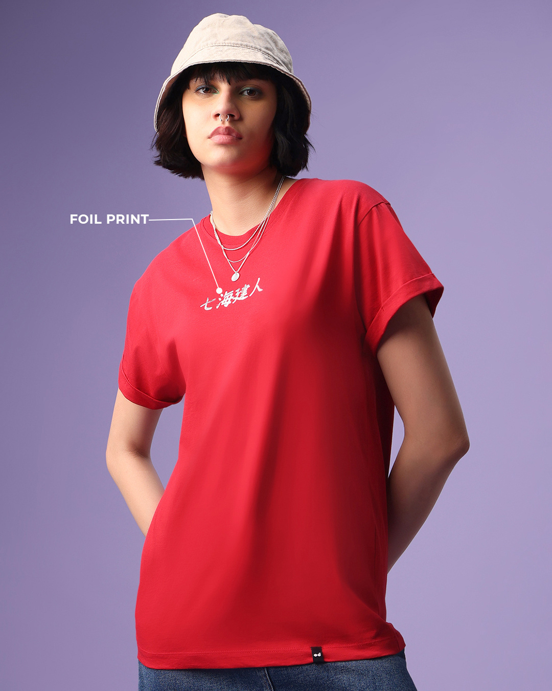 Shop Women's Red Kento Nanami Graphic Printed Boyfriend T-shirt-Back