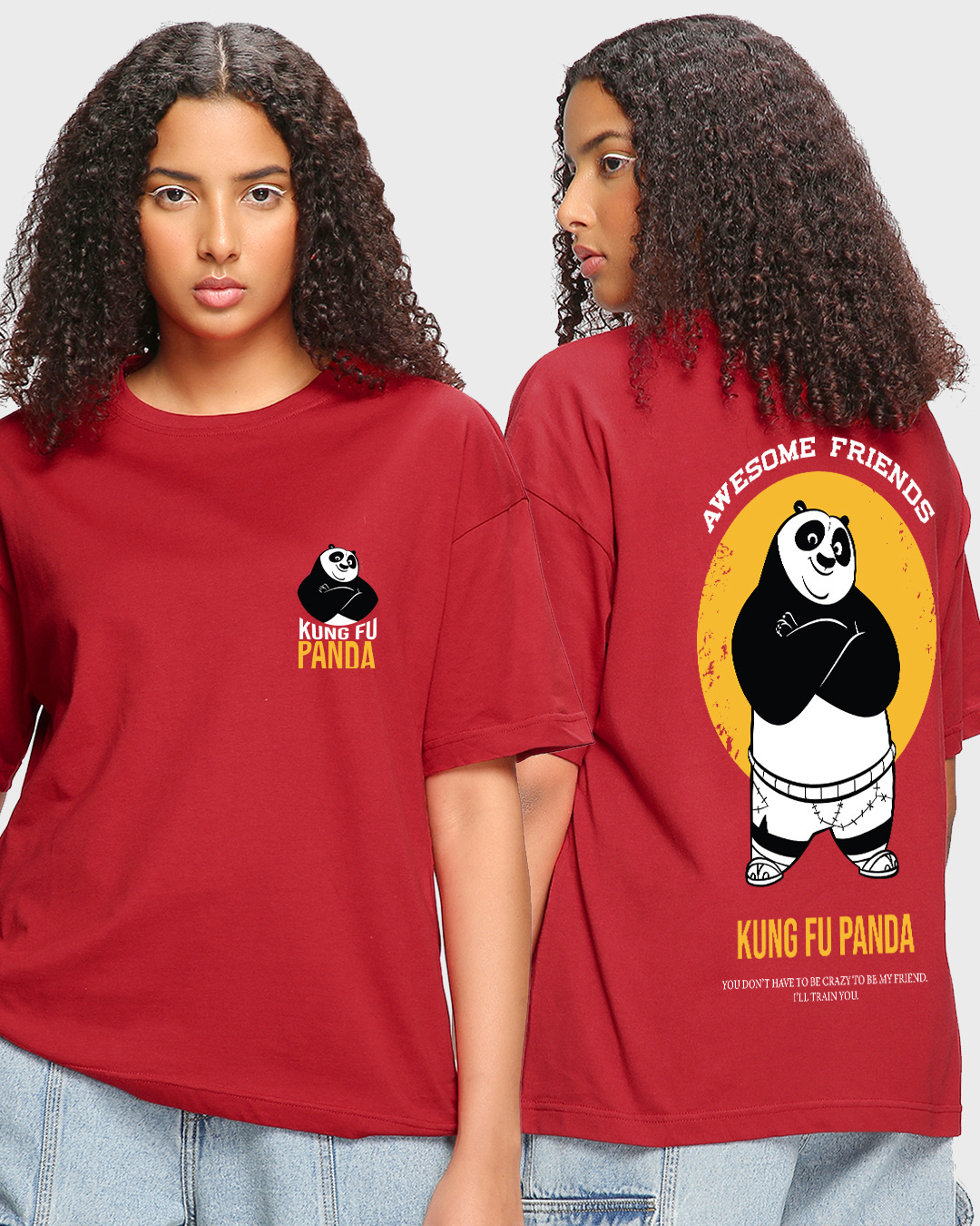 Buy Womens Red Kung Fu Panda Graphic Printed Oversized T Shirt For Women Red Online At Bewakoof 