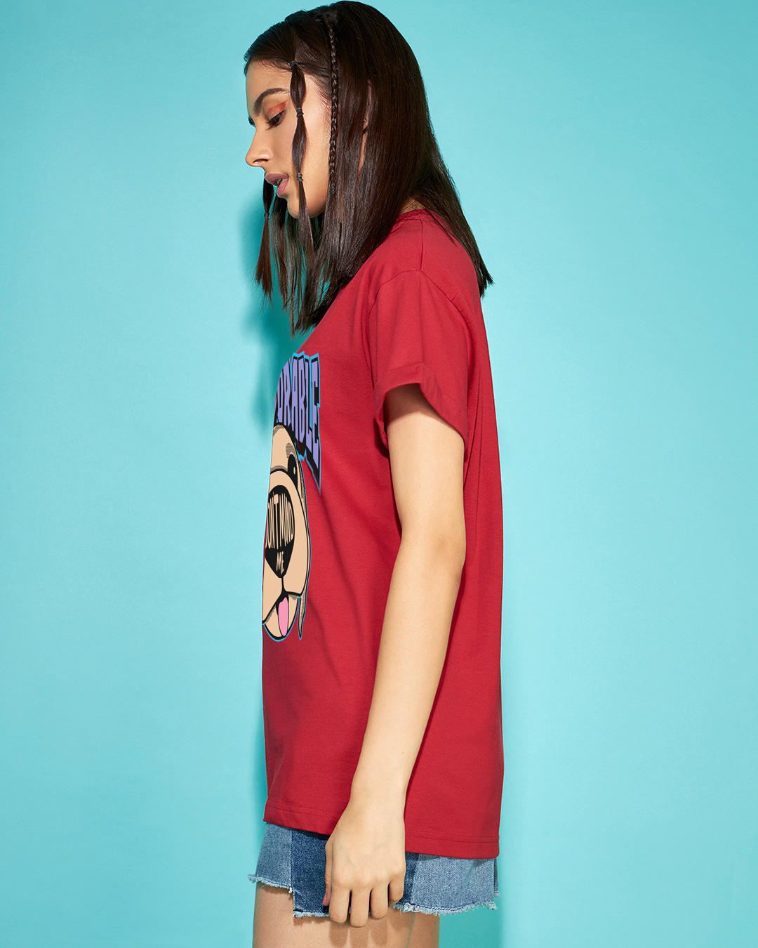 Shop Women's Red Labradorable Graphic Printed Boyfriend T-shirt-Back