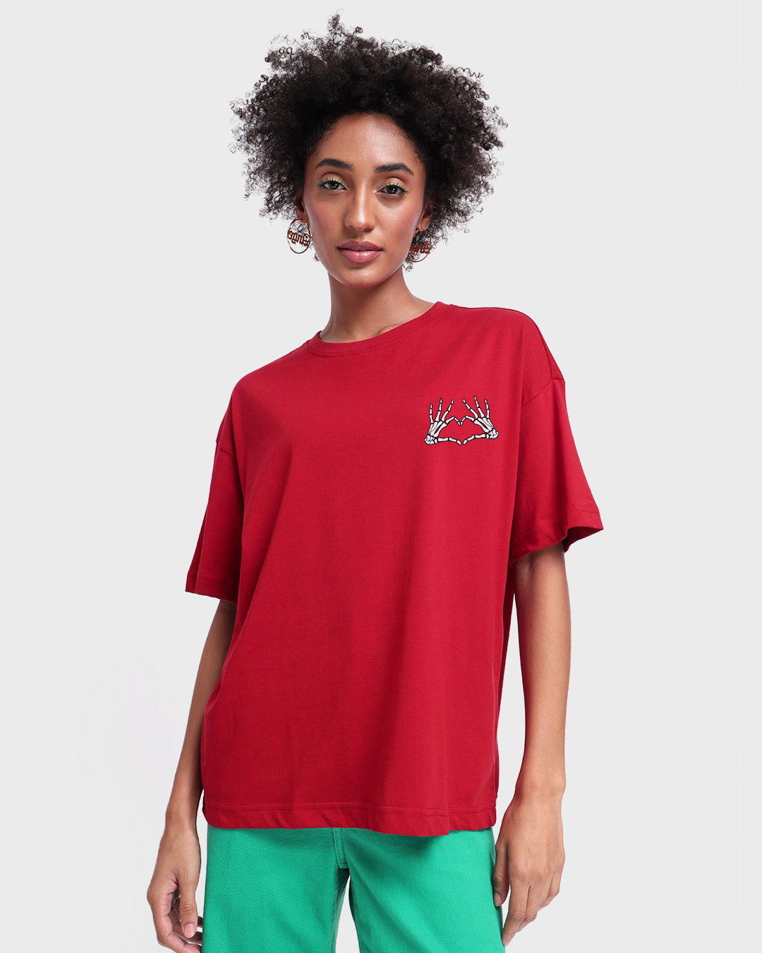Shop Women's Red Living Cool Graphic Printed Oversized T-shirt-Back