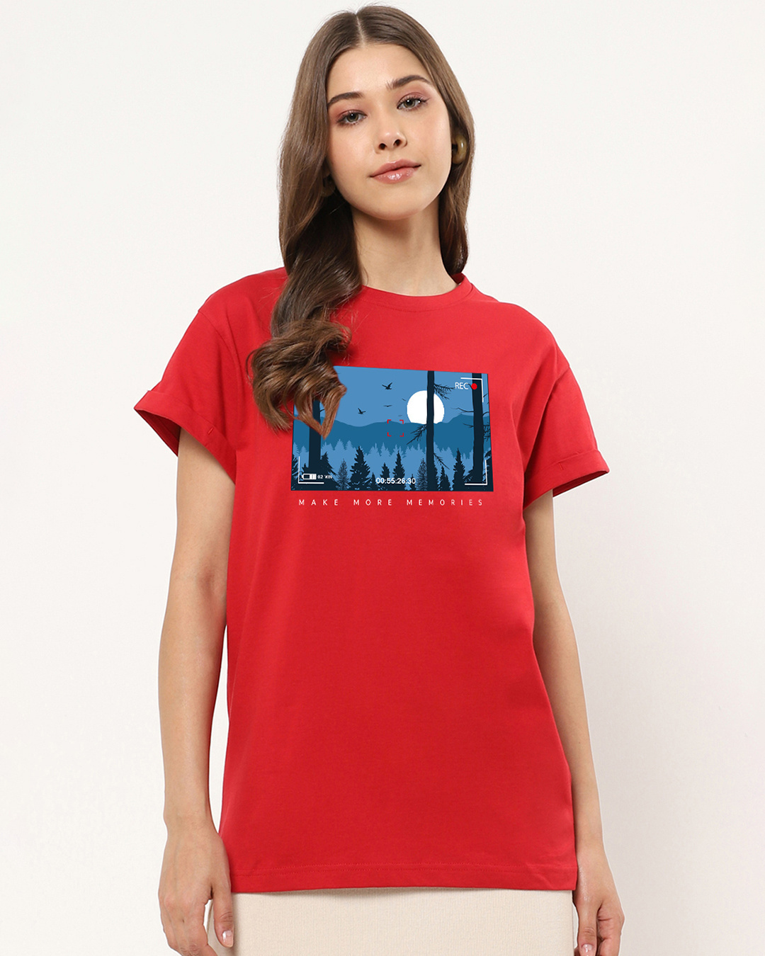 Shop Women's Red More Memories Graphic Printed Boyfriend T-shirt-Back