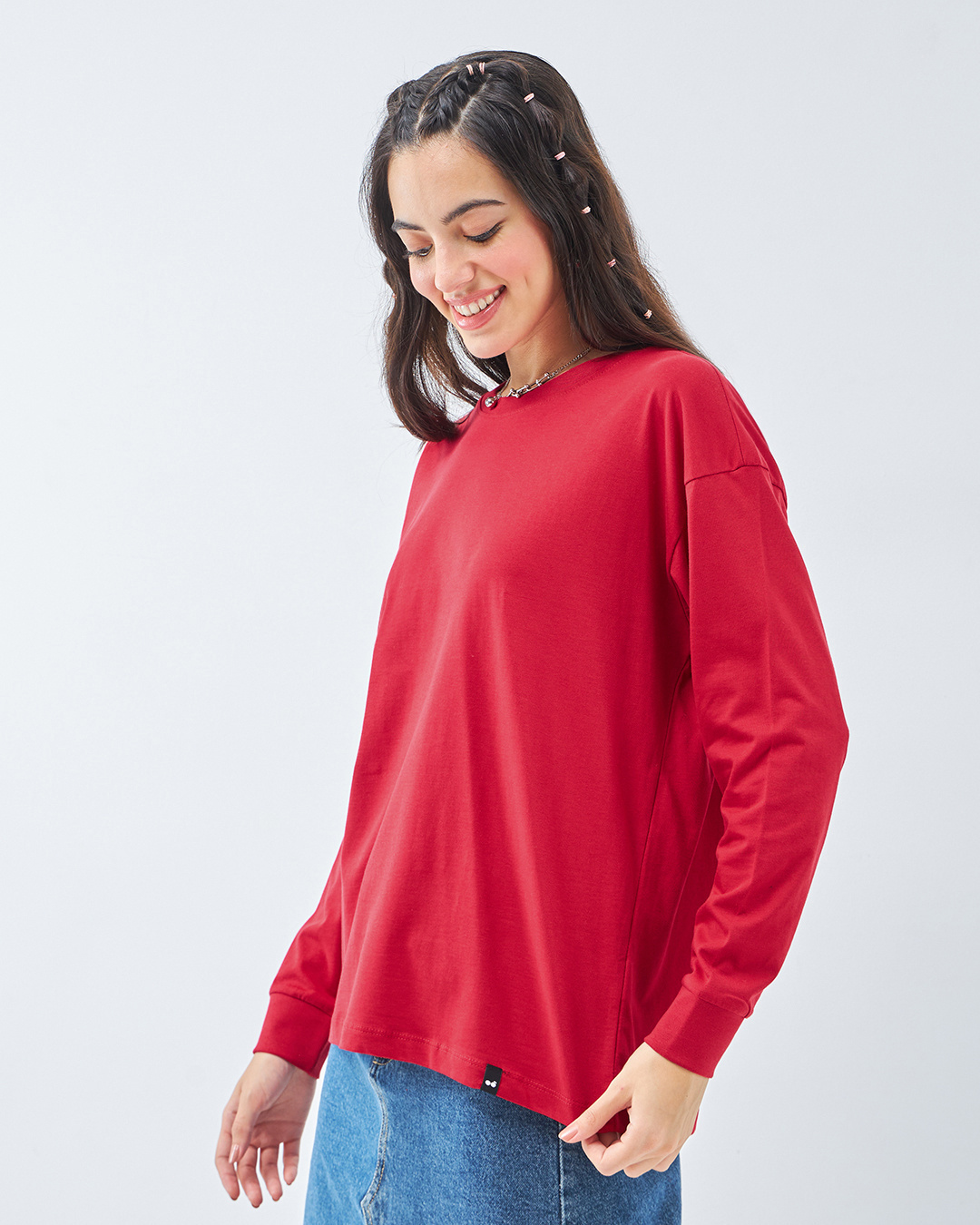 Shop Women's Red Oversized T-shirt-Back