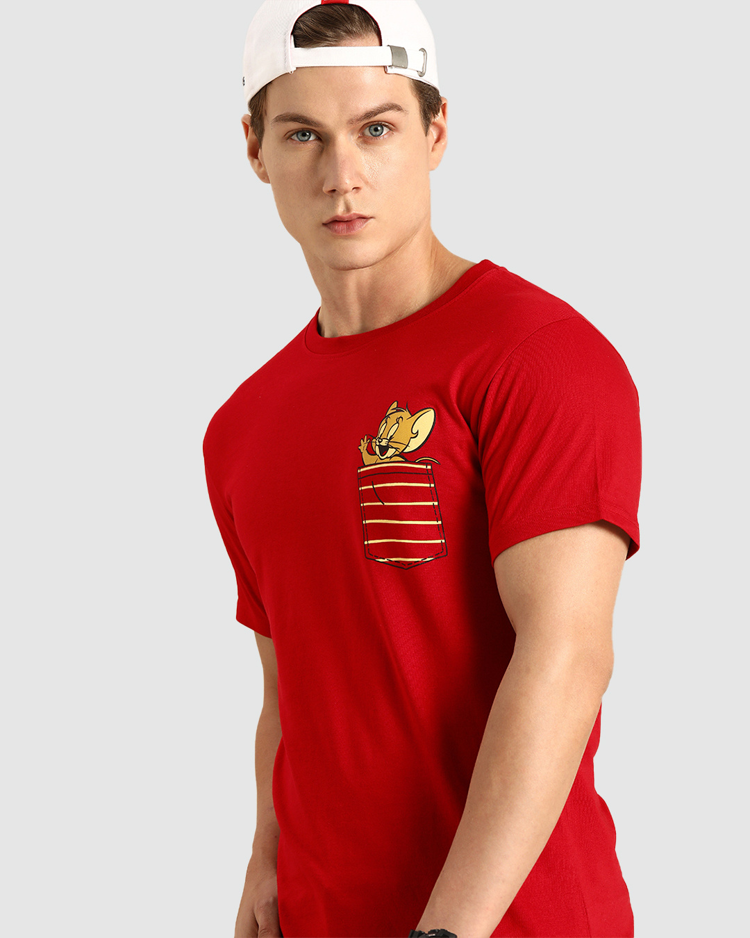 Shop Men's Red Pocket Jerry Graphic Printed T-shirt-Front
