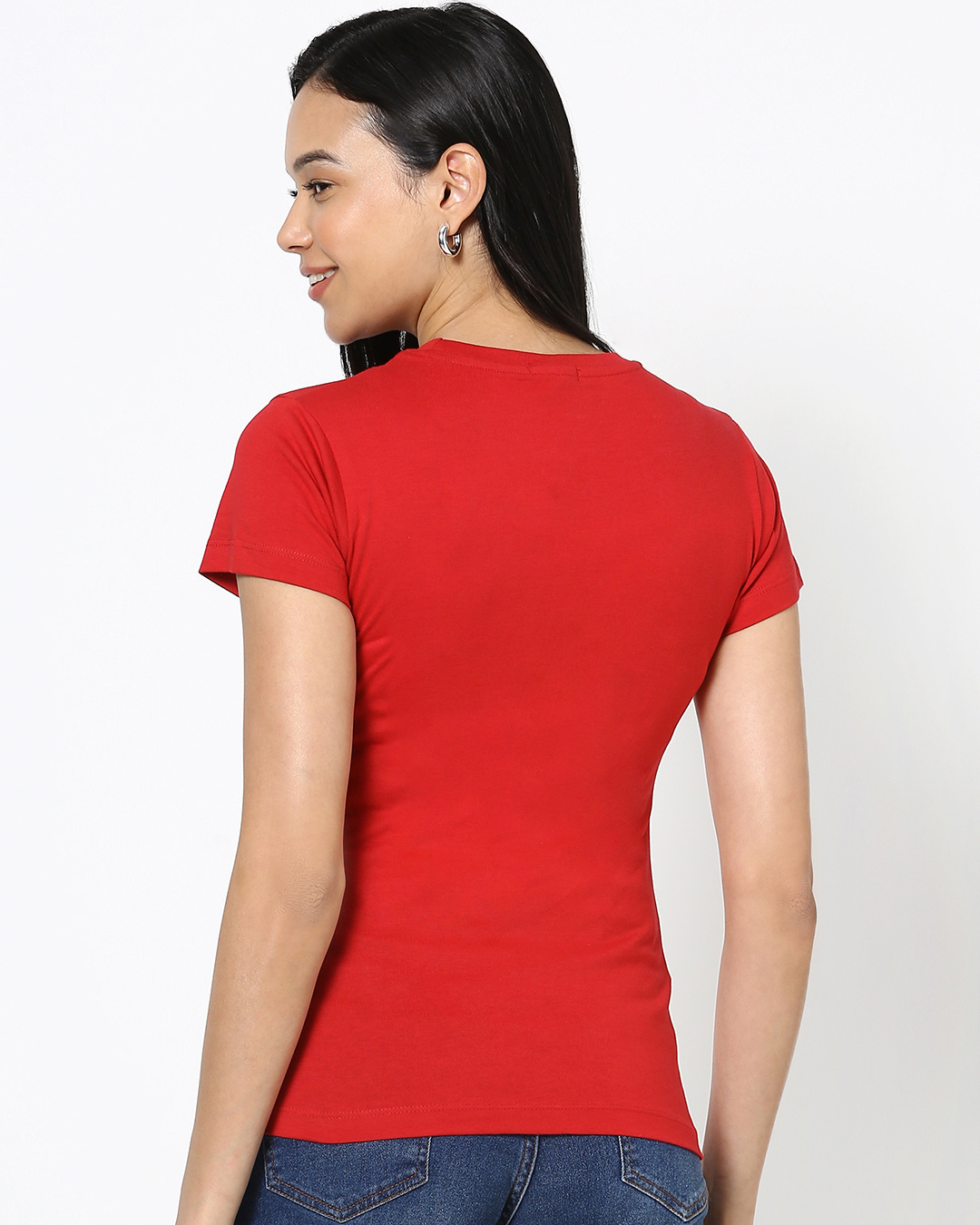 Shop Women's Red Printed Slim Fit T-shirt-Back