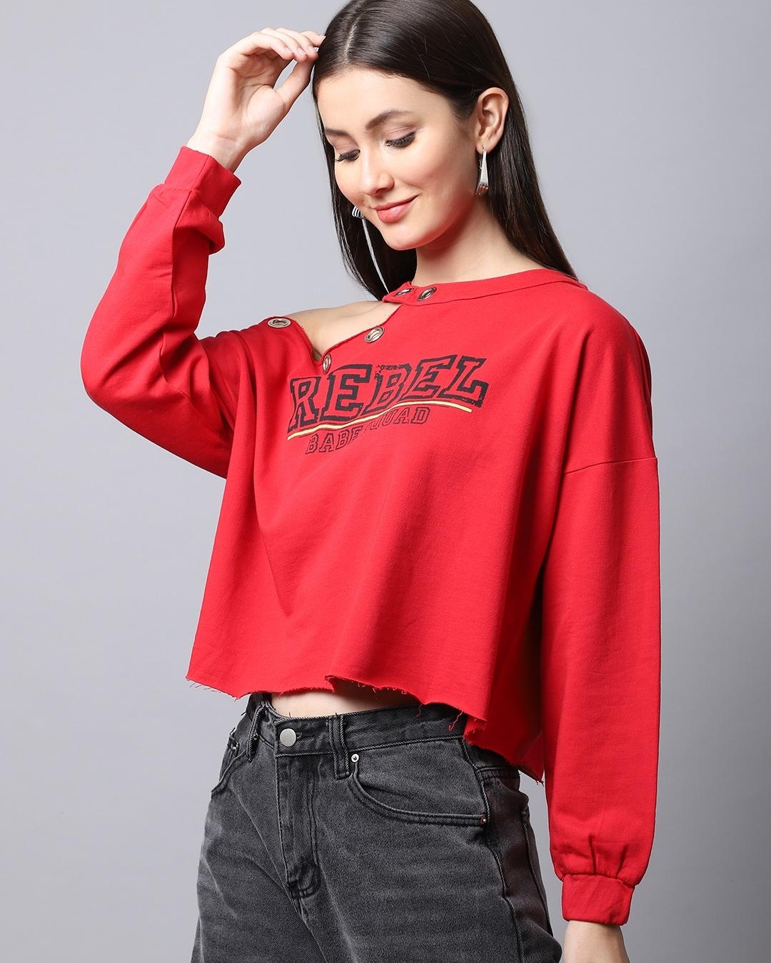 Shop Women's Red Rebel Typographic Sweatshirt-Back