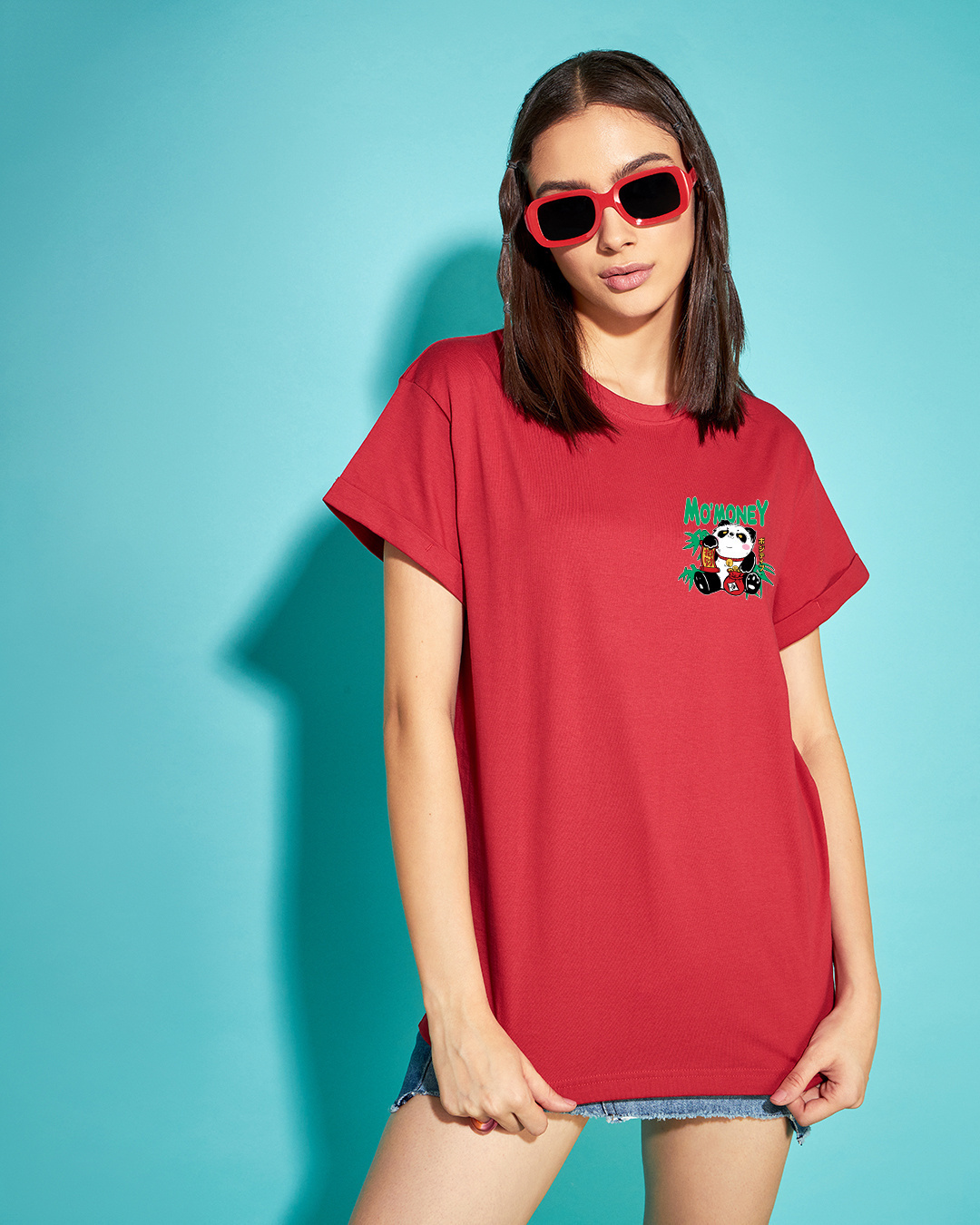 Shop Women's Red Rich Flavours Graphic Printed Boyfriend T-shirt-Back