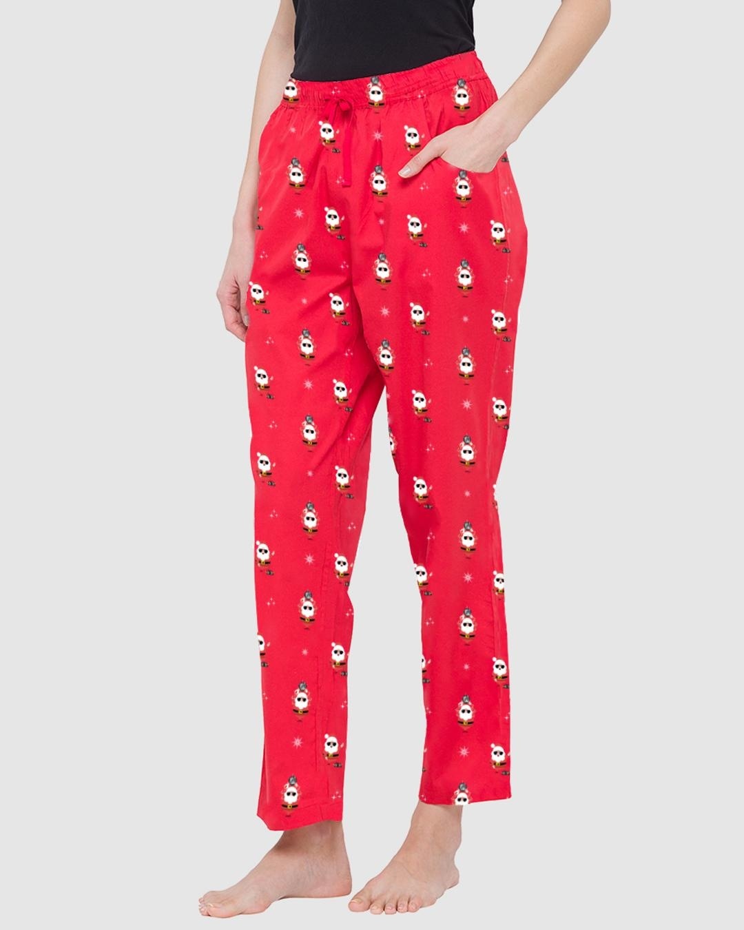 Shop Women's Red Santa Claus Graphic Printed Pyjamas-Back