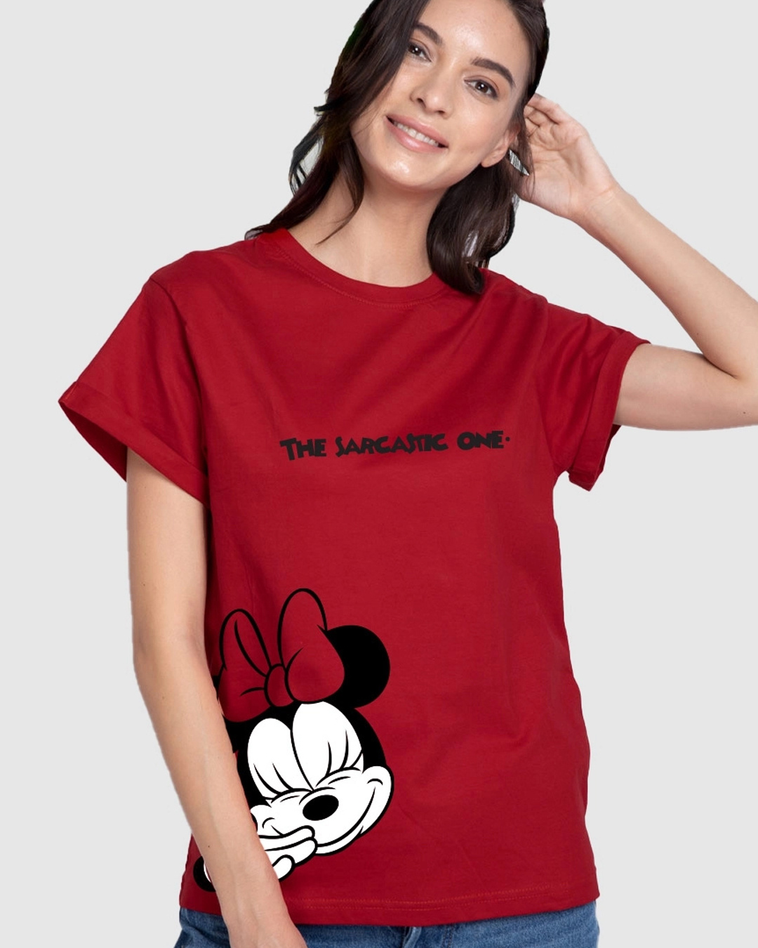 Women's Red 'Sarcastic One' Boyfriend T-shirt