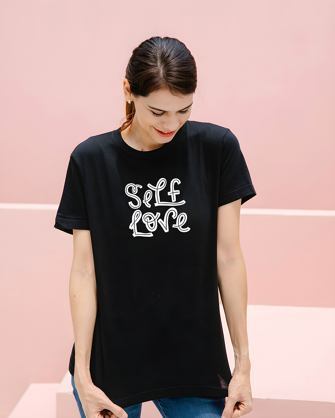 Shop Women's Black Self Love T-shirt-Back