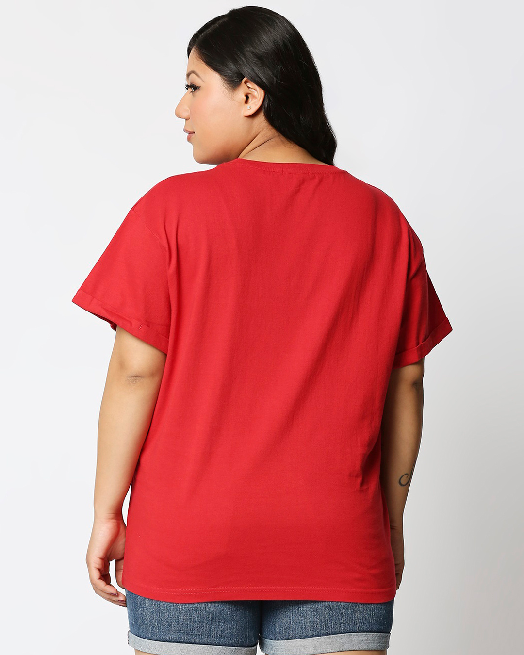 Shop Women's Red Shake Off The Haters Graphic Printed Plus Size Boyfriend T-shirt-Back