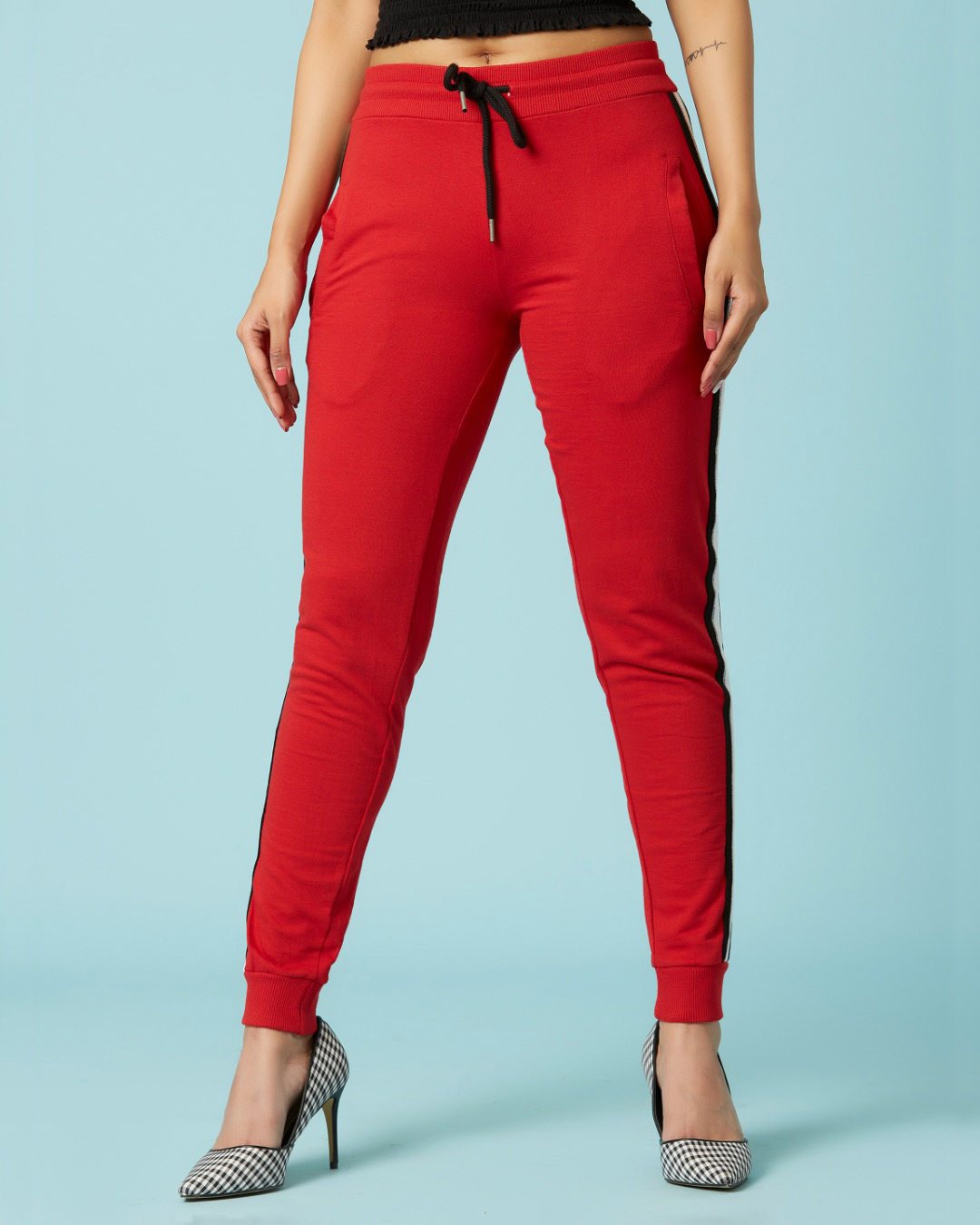 Buy Marca disati Women Red Pure Cotton Joggers for Women Red Online at