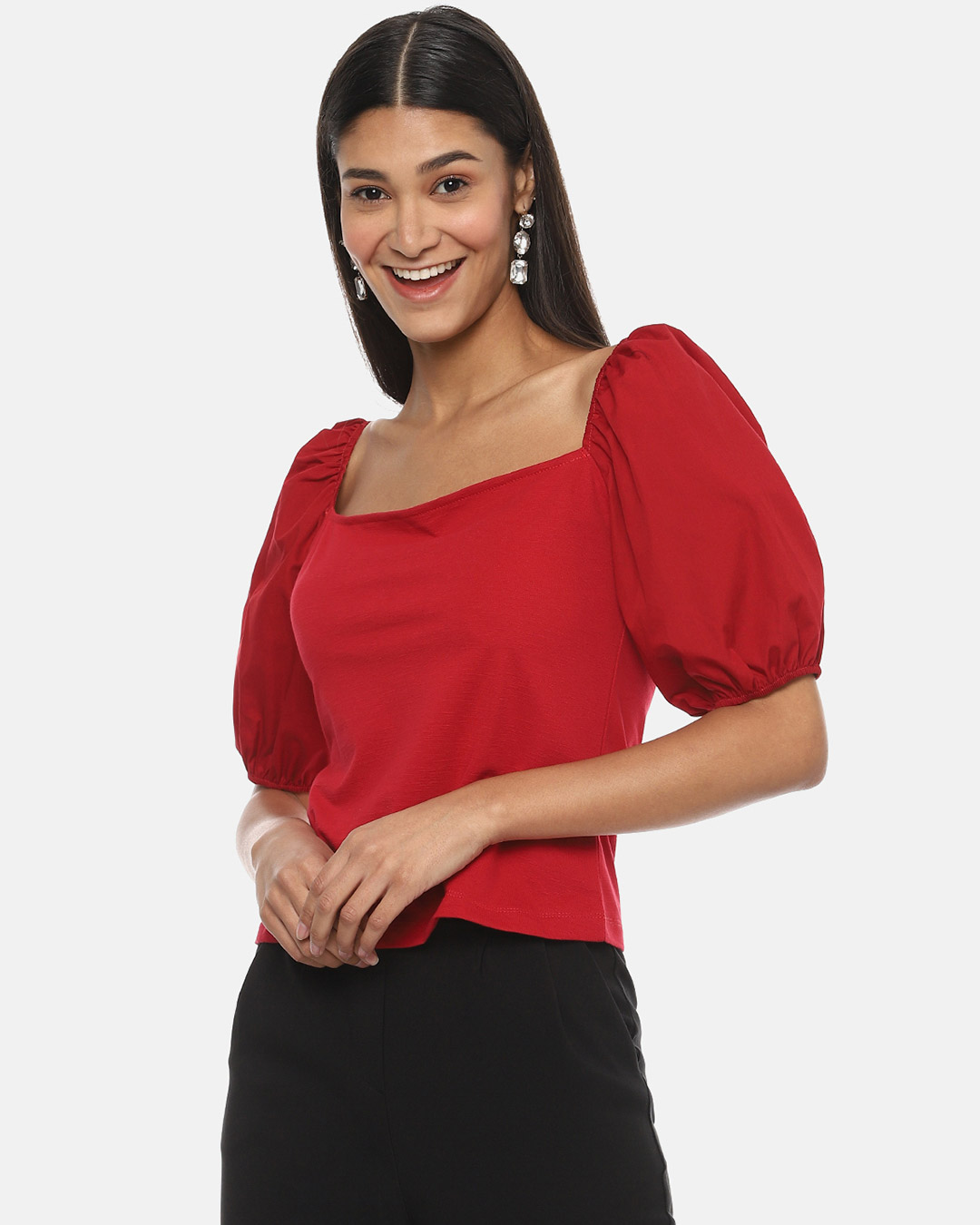 Shop Women's Red Stylish Casual Top-Back