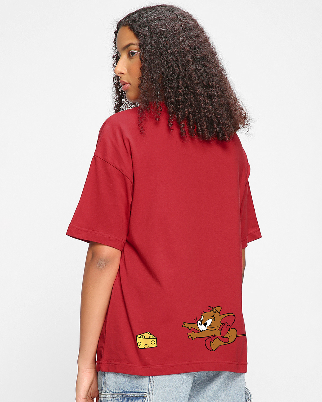Shop Women's Red Tom Chase Graphic Printed Oversized T-shirt-Back