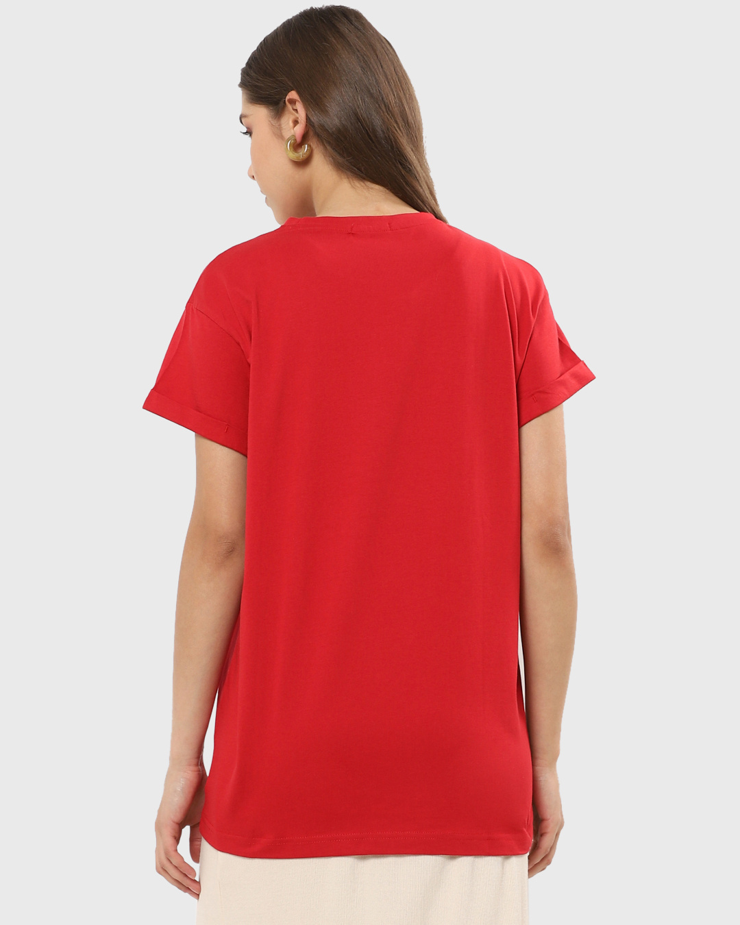 Shop Women's Red Running Towards Holidays Typography Boyfriend T-shirt-Back