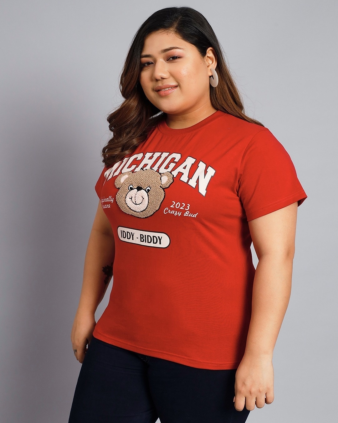 Shop Women's Red Typography Plus Size T-shirt-Back
