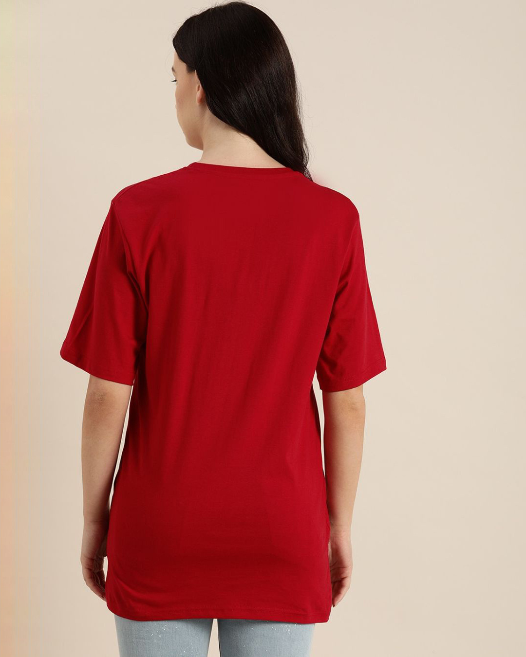Shop Women's Red Typography T-shirt-Back