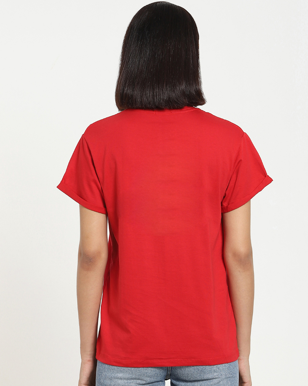 Shop Women's Red Explore Minimal Typography Boyfriend T-shirt-Back