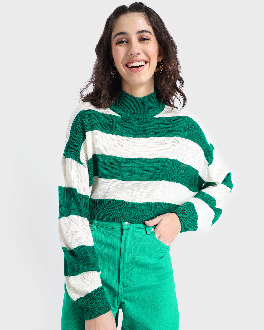 Buy Women's Rolling Hills Striped Oversized Sweater Online at Bewakoof