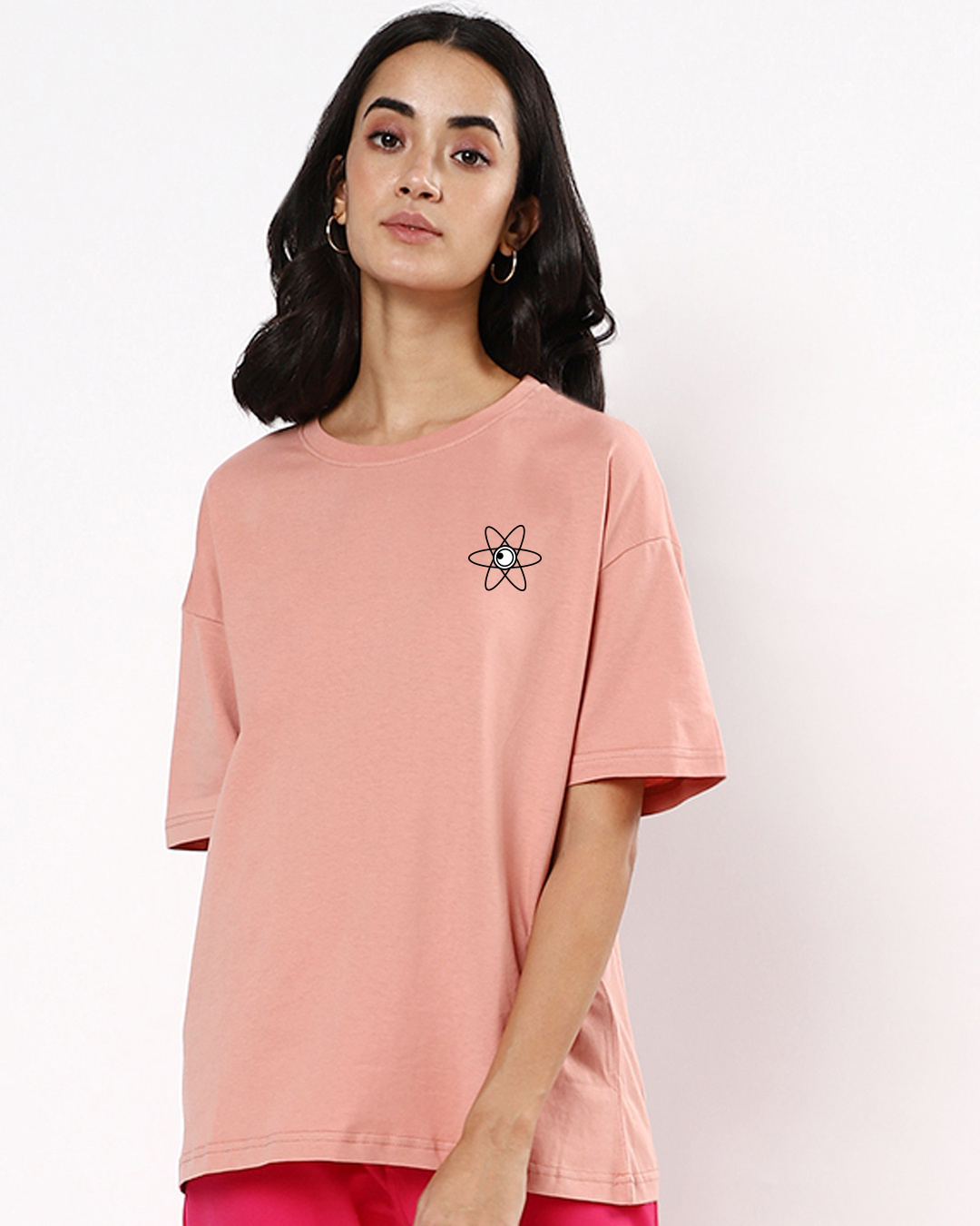 Shop Women's Rose Shadow Think Like a Pro Typography Oversized Fit T-shirt-Back