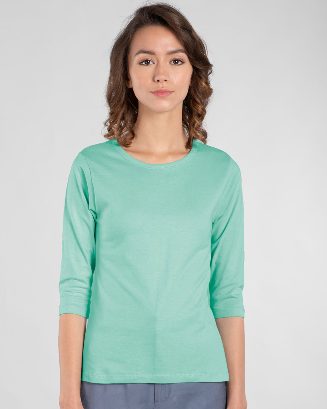 Shop Pack of 3 Women's Multicolor 3/4 Sleeve Slim Fit T-shirt-Back
