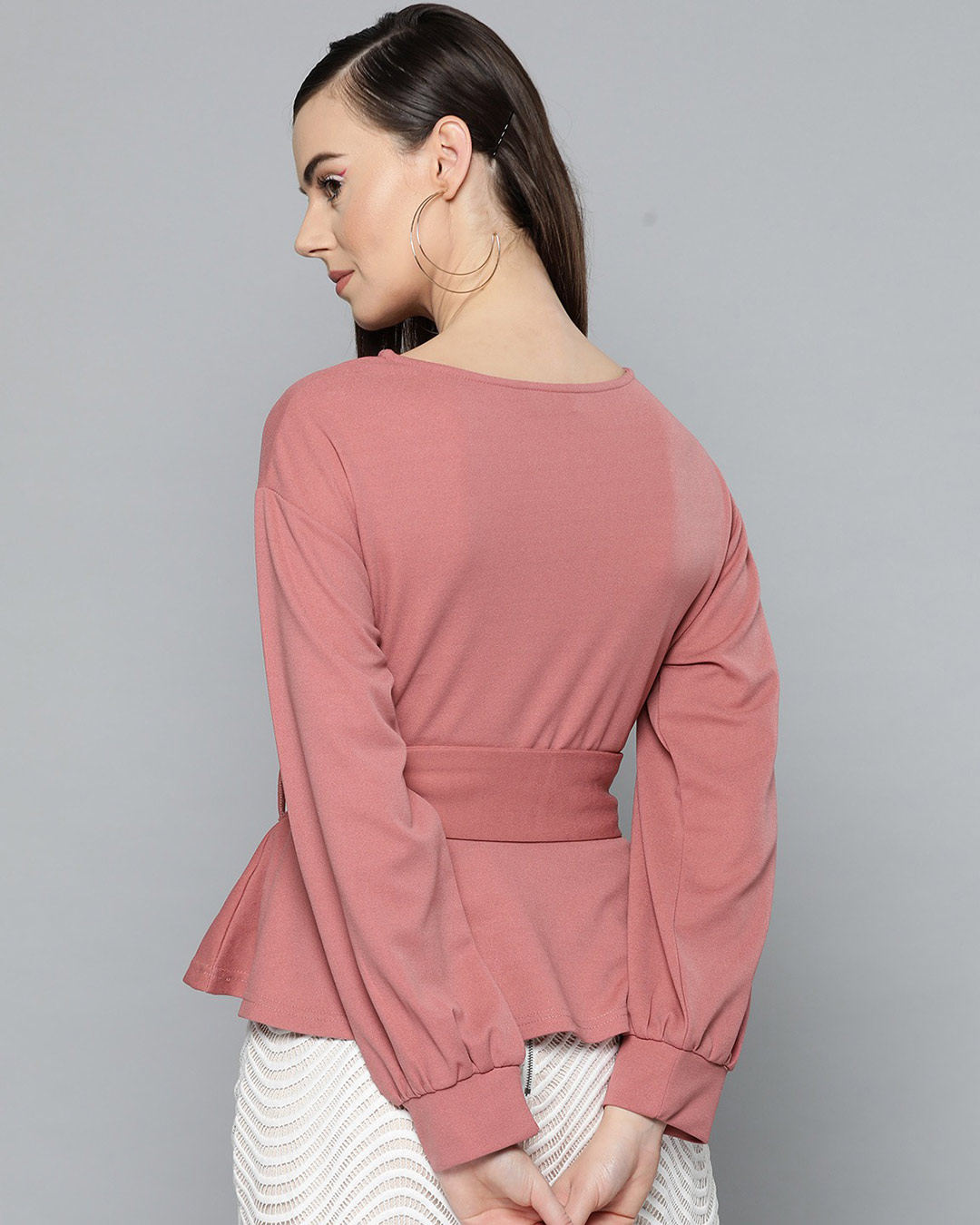 Shop Women's Round Neck Full Sleeve Solid Top-Back
