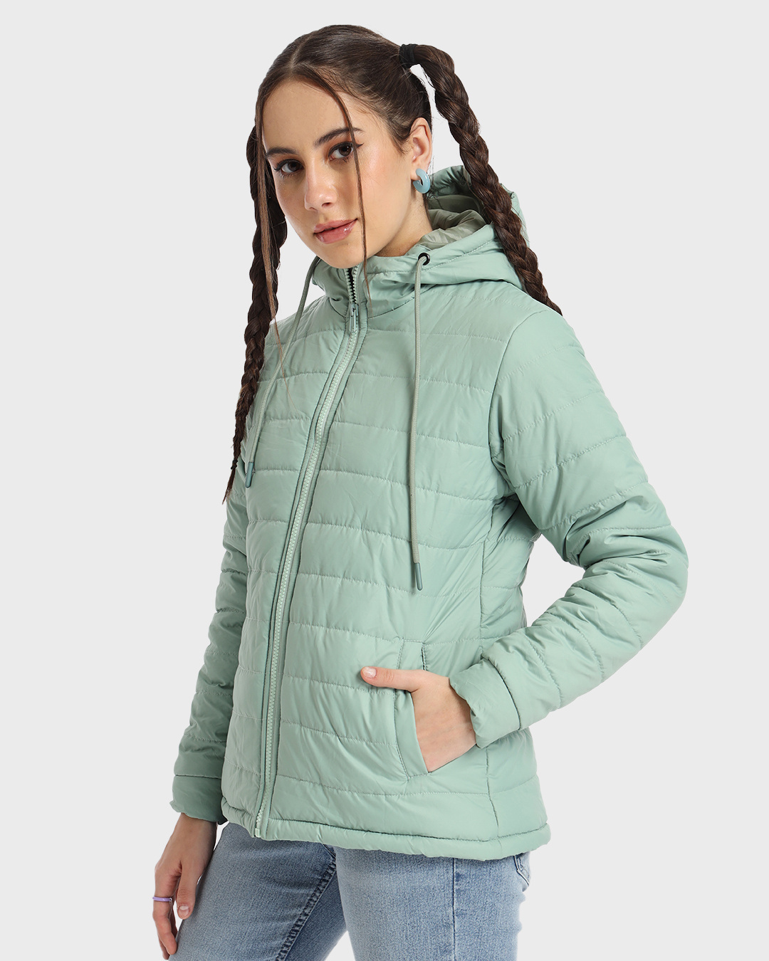 Shop Women's Sage Relaxed Fit Puffer Jacket-Back