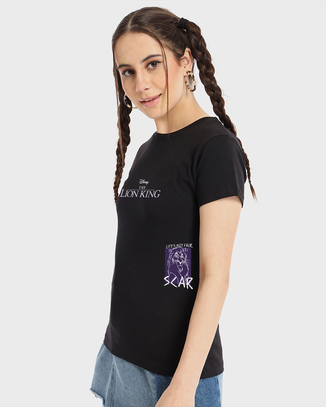 Shop Women's Black Scar Lion King Graphic Printed T-shirt-Back