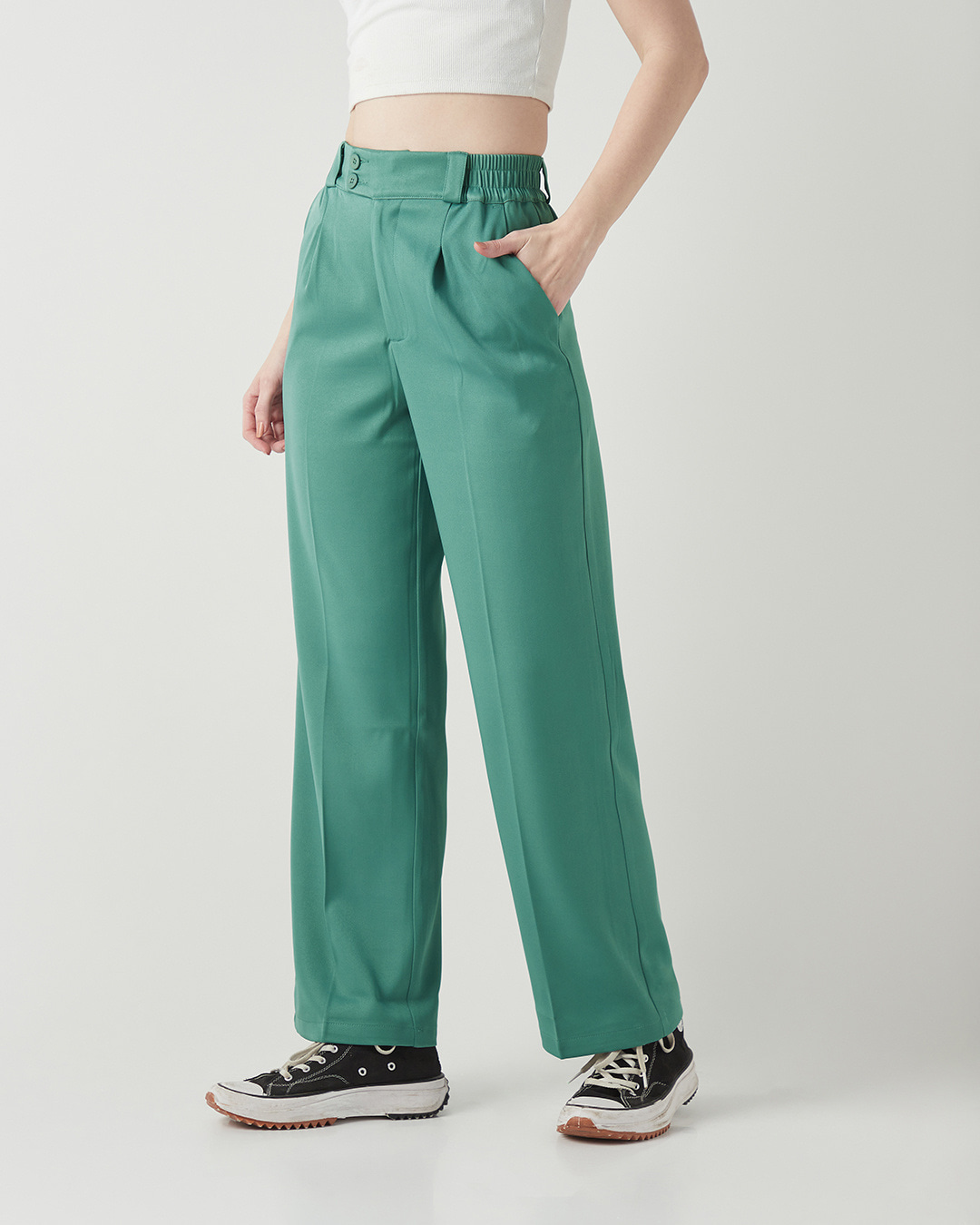 Shop Women's Sea Green Korean Pants-Back