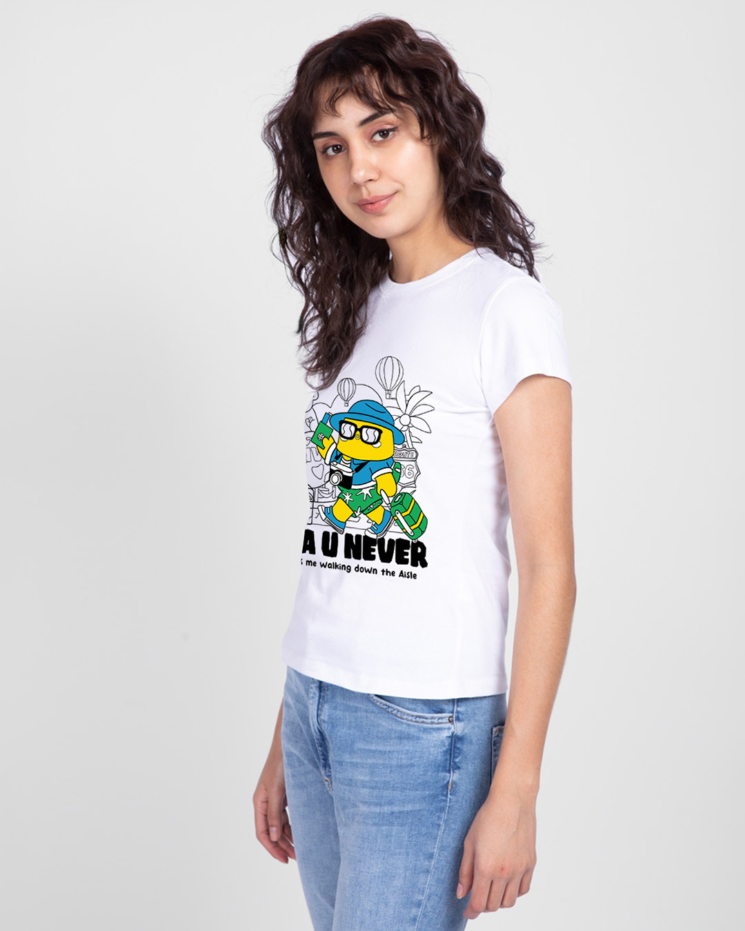 Shop Women's White Sea u Never Graphic Printed T-shirt-Back