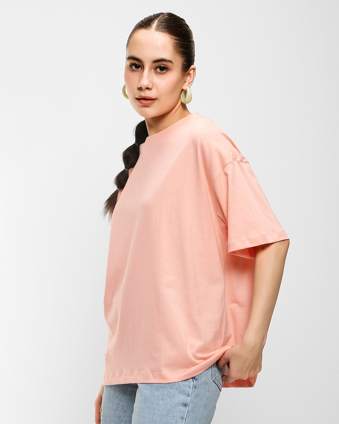 Shop Women's Seashell Pink Oversized T-shirt-Back