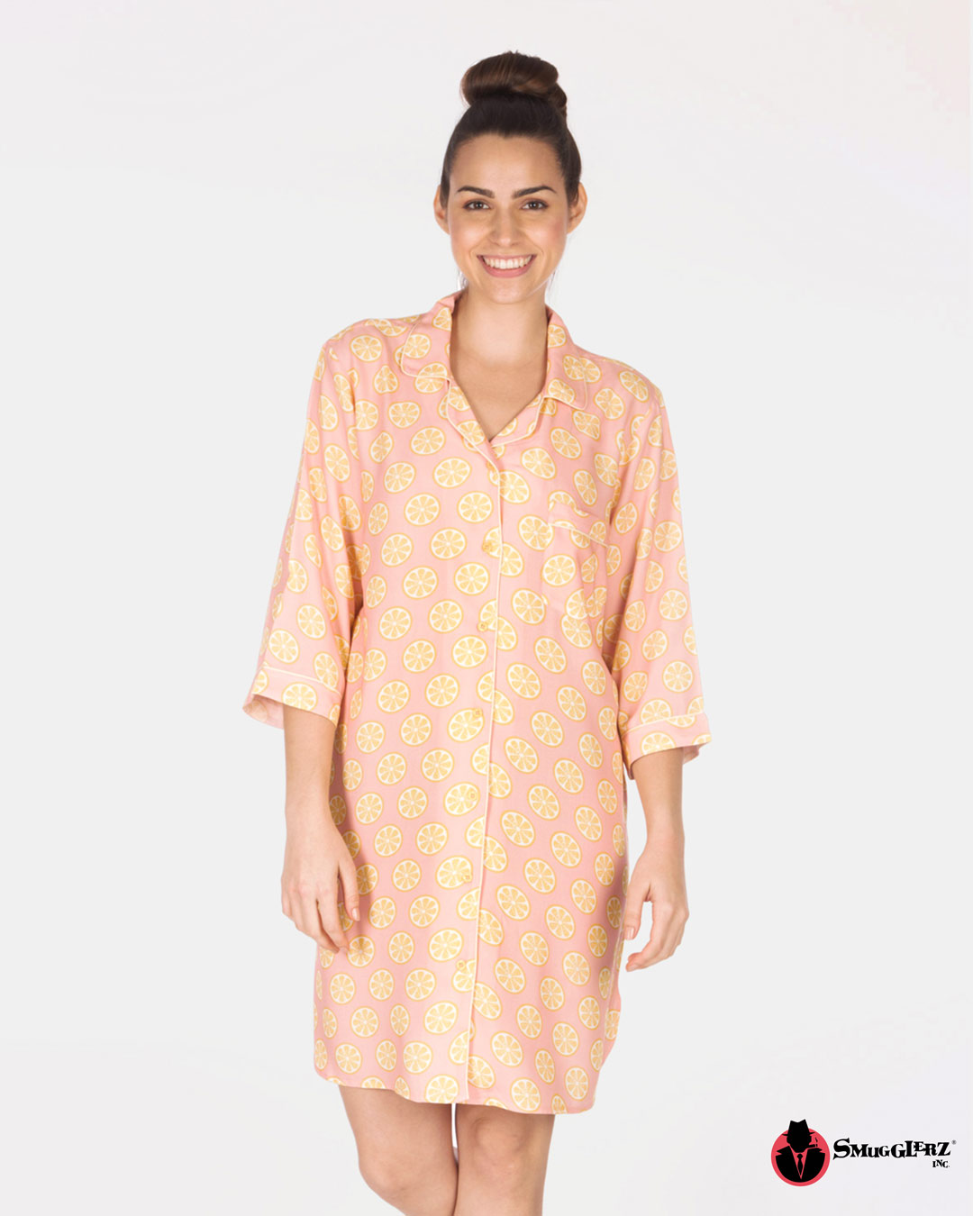 Buy Smugglerz Women's Sicilian Lemon Nightdress Pink Online in India at ...
