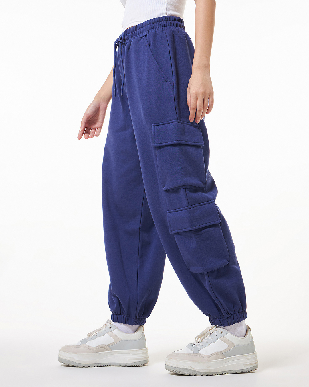 Shop Women's Skipper Blue Super Loose Fit Joggers-Back