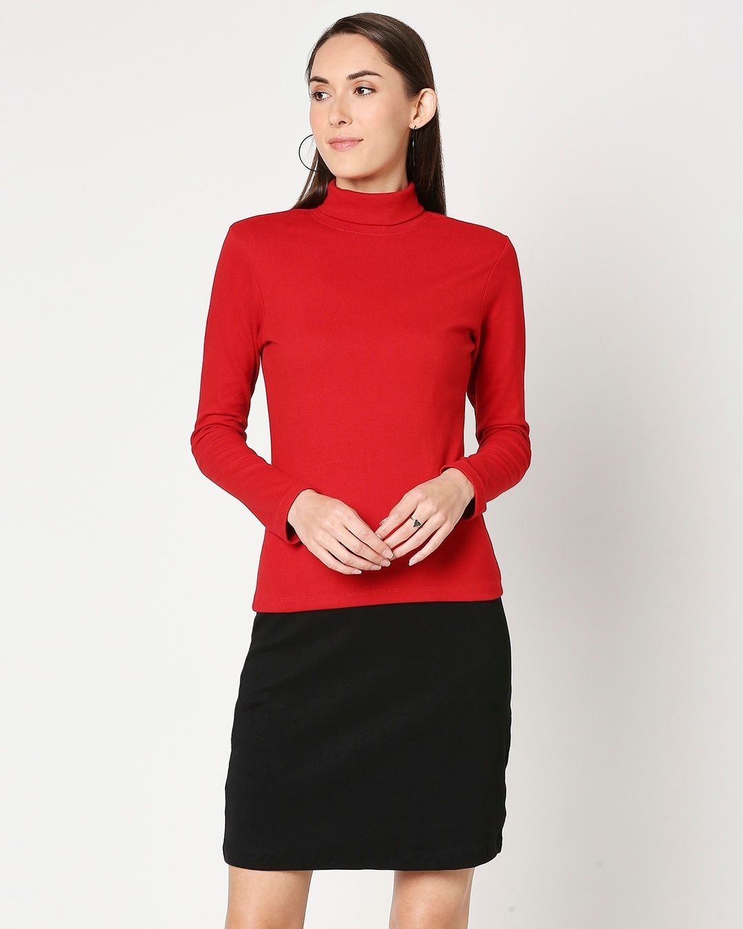 Shop Women's Slip Dress with Red Turtle Neck Top-Back