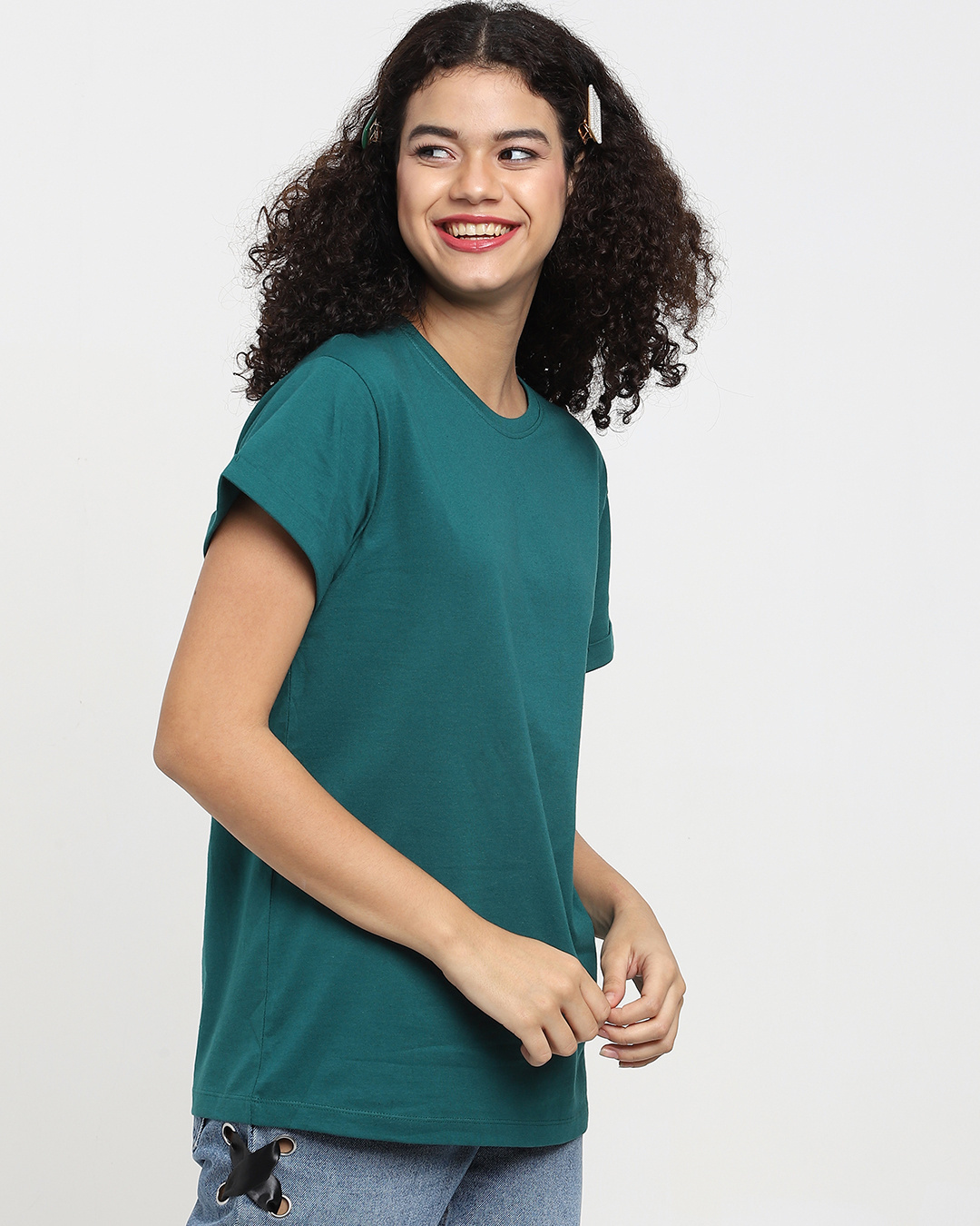 Shop Women's Snazzy Green Boyfriend T-shirt-Back