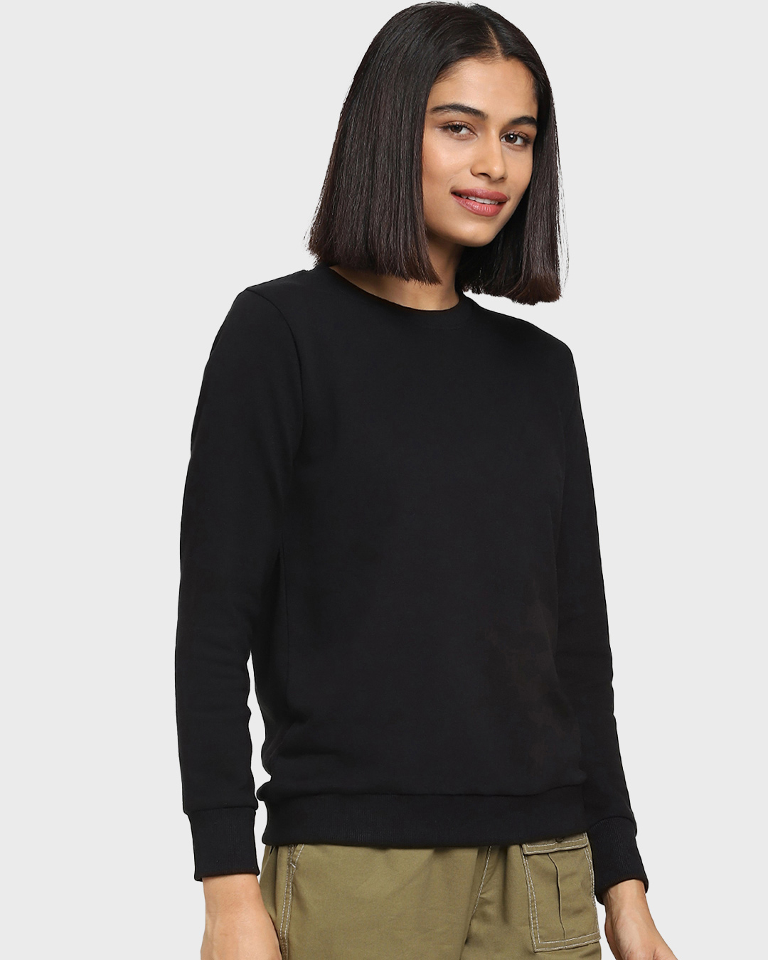 Shop Women's Solid Black Oversized Sweatshirt-Back