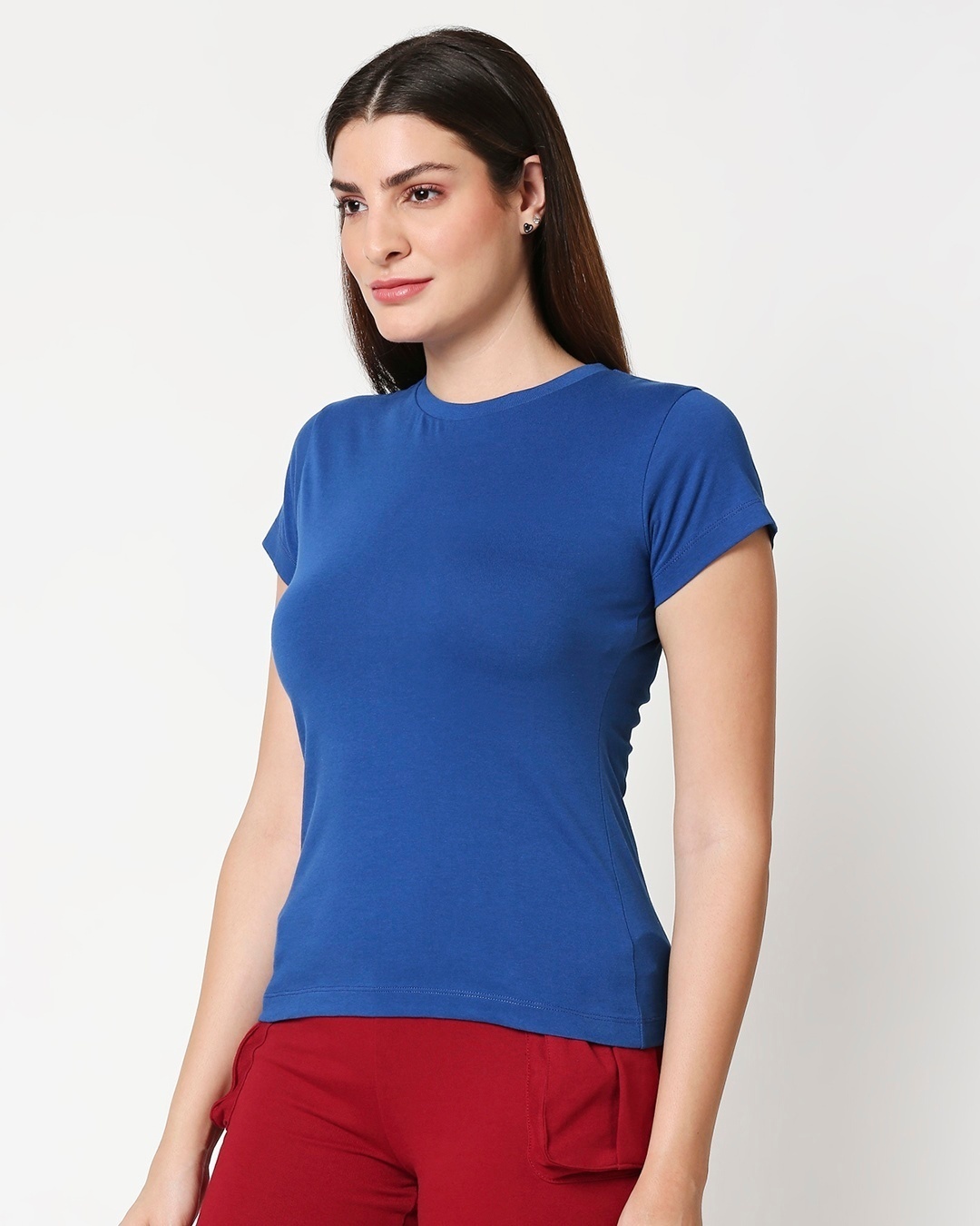 Shop Women's Solid Blue Lounge T-Shirt-Back