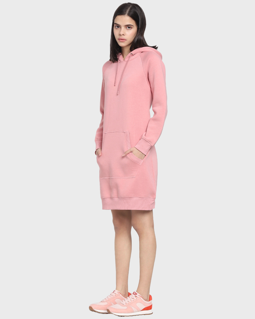 Shop Women's Pink Hoodie Dress-Back