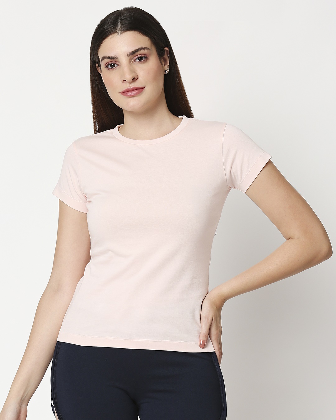 Shop Women's Solid Light Pink Lounge T-Shirt-Back