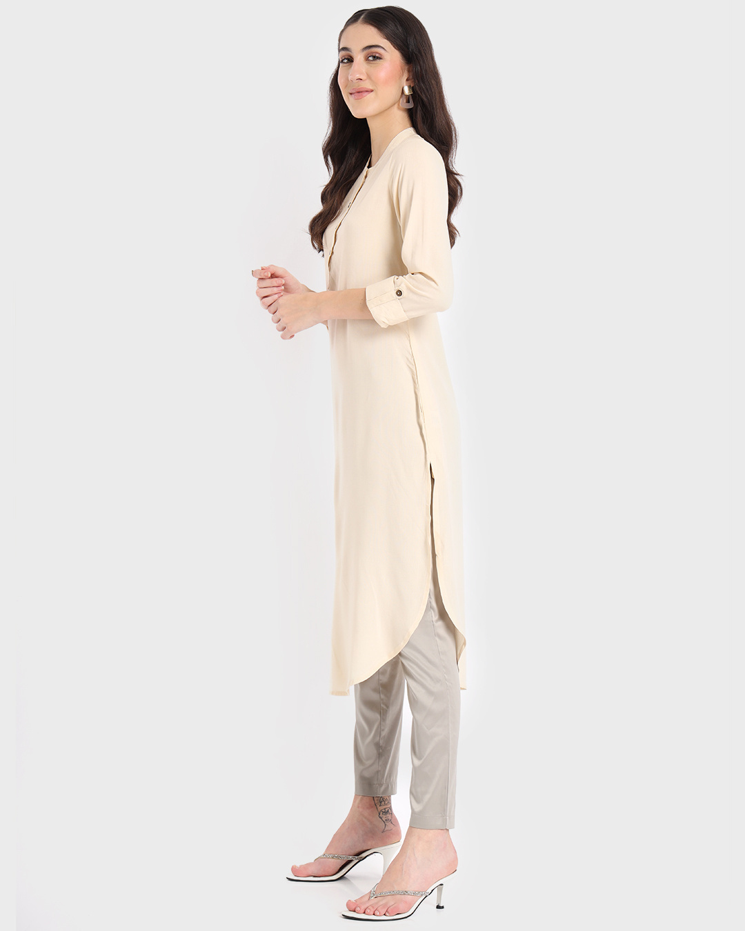 Shop Women's White Long Kurta-Back