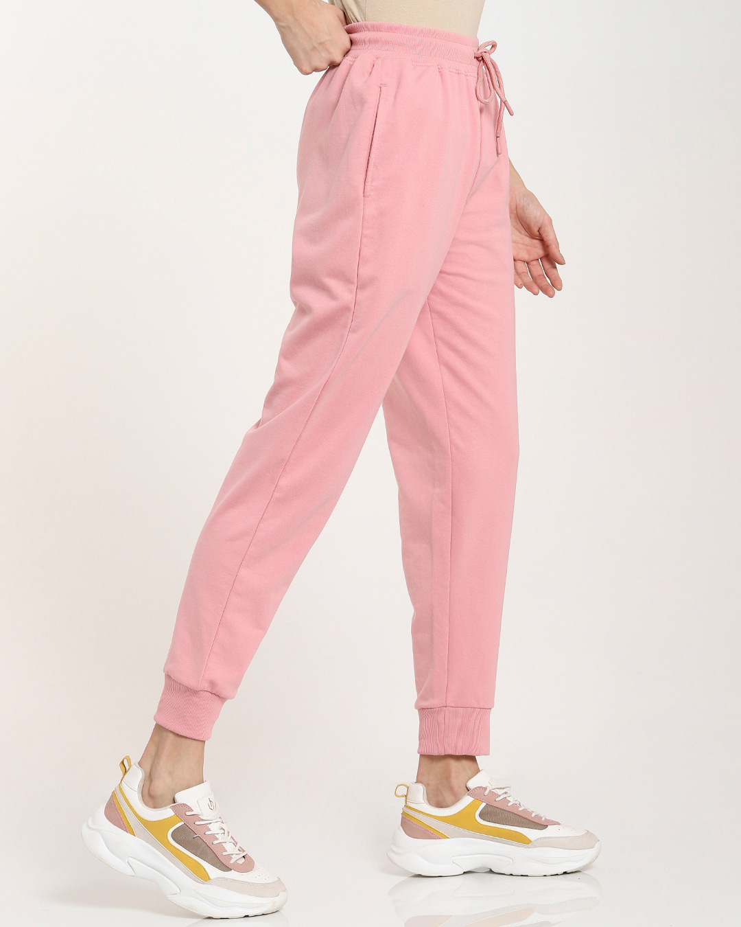 Shop Women's Solid Pink Joggers-Back