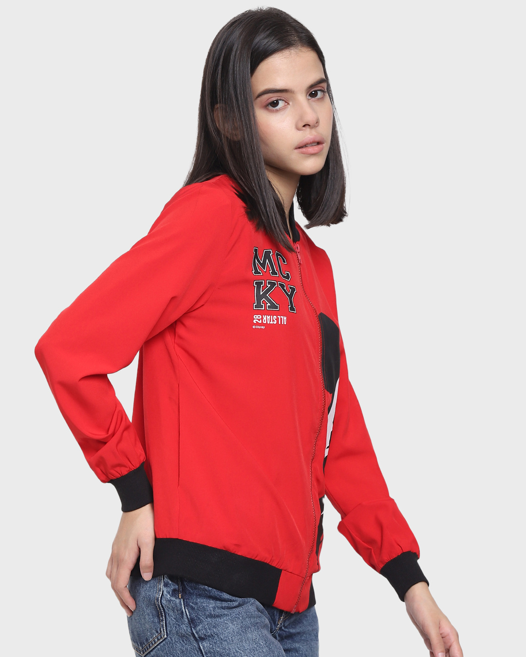 Shop Women's Red Mickey Graphic Printed Jacket-Back